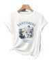 Eurean And American Cross-border Foreign Trade Women's Clothing, Urban Scenery Print Round-neck Short-sleeve T-shirt_ecoleips.com