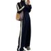 High-End Fishbone Sports Suit For Women, Spring And Autumn European Casual Fashion Black Sweatshirt Two-Piece Set,_ecoleips.com