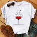Fashion Wine Glass Round Neck Letter Print Casual Short Sleeve Women's T-Shirt_ecoleips.com