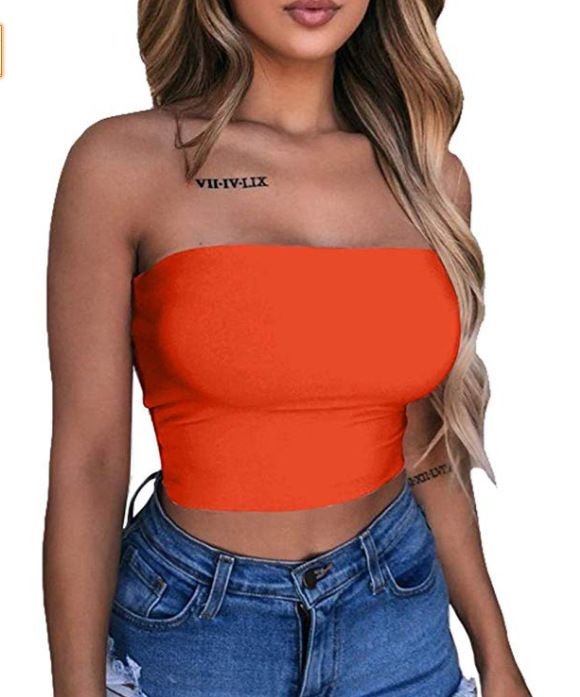 Xomen's Clothing Women's European And American Wrap Chest Solid Color Tube Top Off Shoulder Short Top Tight Tights_ecoleips.com