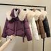 Women's Winter Short Puffer Jacket With Detachable Faux Fur Collar, Loose Fit, Warm Cozy Outerwear In Black/Brown/Cream/Wine_ecoleips.com