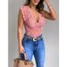 Aria Basics Aria Basics Plus Size Women's Clothing Slim Fit Sexy Hollow Out V-Neck T-Shirt Solid Color Lace_ecoleips.com