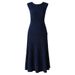 Elegant Ribbed Knit Midi Dress Sleeveless round Neck Bodycon Slimming Stretch Jersey Fabric Flared Hem for Women_ecoleips.com