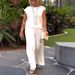Women's Clothing Spring And Summer Newwomen's Solid Color Round Neck Sleeveless Top And Pants Set_ecoleips.com