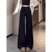 New Autumn Black Plus-size Stretchy Flared Jeans For Women With A Pear-shaped Figure, Loose Fit, High-waisted, Slimming_ecoleips.com