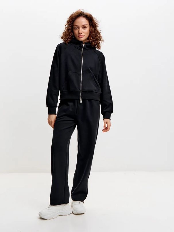 Casual European And American Women's Fashion Hooded Suit Long-sleeved Zipper Cardigan Jacket Lace-up Sweatpants Two-piece Set_ecoleips.com