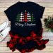 New Plus Size T-Shirt With Christmas Tree And Santa Claus Print, Cute Loose-Fitting Women's Clothing_ecoleips.com