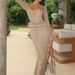 Fashion Hollow Out Solid Slim Party Dresses Elegant Deep V-neck Long Sleeve Knitted Dress Casual Long Sleeve Women's Long Dress_ecoleips.com