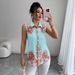 2026 European And American Foreign Trade Women's Collared Sleeveless Buttoned Striped Printed_ecoleips.com