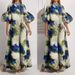 K New Women's Elegant Plant Printed Bubble Sleeve Dress For Women_ecoleips.com