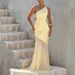 Women's Clothing European And American One Shoulder Sleeveless Backless Dress For Women Sexy Mesh Long Gown With Straps_ecoleips.com