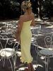 Hugcitar Elegant Solid Strapless Ruffles Sexy Bodycon Maxi Prom Dress Summer Spring Women Fashion Outfit Birthday Party Festival_ecoleips.com