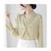 Women's French-Inspired Twist Front Blouse Long Sleeve Elegant Shirt for Office Commute And Chic Casual Wear_ecoleips.com