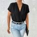 cross-border Foreign Trade Women's Clothing: Simple And Elegant Workwear Jumpsuit, Solid Color V-neck Batwing_ecoleips.com