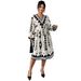 Women's Clothing Plus Size Clothes Elegant Plus Size Puff Sleeve V-Neck Dress – Printed Flowy Winter Dress For Women, High Waist Slimming & Stylish_ecoleips.com