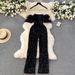 Women's Clothing elegant temperament jumpsuit female ins wear one shoulder fur splicing sequins slim trousers_ecoleips.com