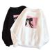 2025 Spring And Autumn New Korean Style Round Neck Fleece Sweatshirt For Women, Printed Versatile Loose_ecoleips.com