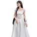 Tea Break French Blue For Women Summer Petite First Love Waist Slimming Vacation Drawstring Strap Long Dress_ecoleips.com