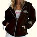 Women's Fleece Zip-Up Hoodie With Geometric Print - Lightweight, Warm & Stylish Casual Jacket For Outdoor & Daily Wear_ecoleips.com