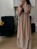 Muslim Dress Women Elegant Solid Color Muslim Suit – Loose Fit Embroidered Casual Set For Modest Fashion_ecoleips.com