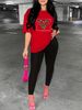 Women's Casual Loose And Fashionable Leopard Print Heart-shaped Pattern Print Loose T-shirt+cropped Pants Two-piece Home Sportswear Daily Outfit-438_ecoleips.com