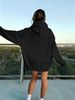 Women's Minimalist Solid Fleece Hoodie With Kangaroo Pocket, Loose Soft Long Sleeve Top For Autumn Winter Indoor Reading & Outdoor Walks 5Color_ecoleips.com