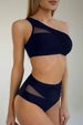 Women's Clothing Split Solid Color Mesh Splicing Bikini Multi Color Pleated Fashion Swimsuit_ecoleips.com