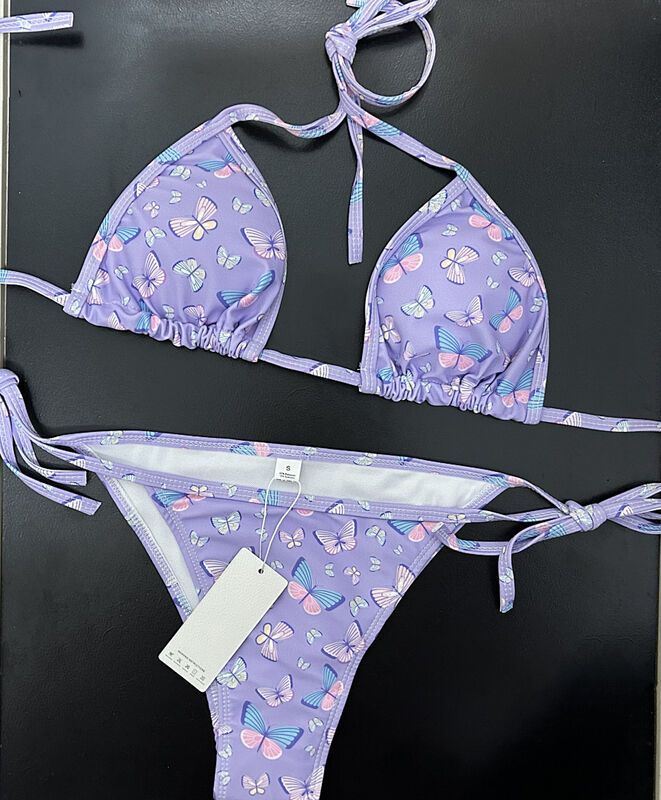 2026 Women's Swimsuit Fashion Silk Star Same Style Seaside Beach Print High Waist Strap Bikini_ecoleips.com