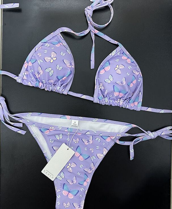 2026 Women's Swimsuit Fashion Silk Star Same Style Seaside Beach Print High Waist Strap Bikini_ecoleips.com