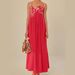 Women's Clothing Summer New Fashion Elegant Red Fish Shaped Top Long Dress Backless Suspender Skirt_ecoleips.com