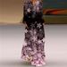 2026 European And American New Style Women's Vintage Butterfly Print V-neck Long Sleeve Pocketed Summer Dress_ecoleips.com