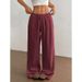 New Fashionable Wide Leg Trousers For Women Elastic Waist Casual Solid Color_ecoleips.com