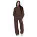 Women's Clothing Solid Color Round Neck Long Sleeve Loose Women's Fashion Casual Wide Leg Pants Suit_ecoleips.com
