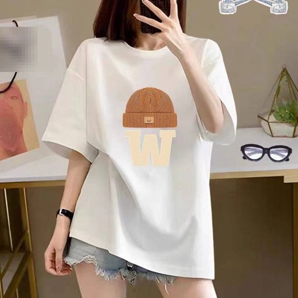 Unisex Pure Cotton Short Sleeve T-Shirt Korean Style Straight Shoulder Fashion Top For Students And Couples Versatile 200g_ecoleips.com