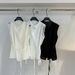 Designer Fake Two-Piece Sleeveless Blouse, Chiffon Top With Layered Detail, Loose Fit Elegant Shirt For Women_ecoleips.com