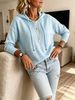 Light Blue Drawstring Hood Pit Rib Knit Hoodie, Loose Lightweight Breathable Soft Skin-touch Long Sleeve Pocket Pullover_ecoleips.com
