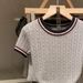Women's Short Sleeved T-Shirt Summer Style Knitted Top Thin Ice Silk Cable Knit Pattern New Design_ecoleips.com