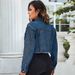 Women's Fringe Denim Jacket, Oversized Lapel Long Sleeve Coat, Bohemian Tassel Shacket For Casual Elegant Style_ecoleips.com