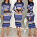 FM6007 2025 Women's Blue Striped Skirt Set Nightclub_ecoleips.com