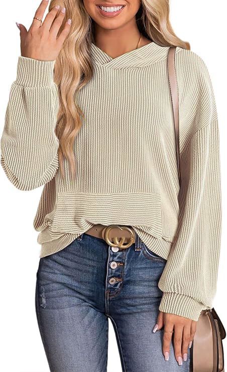 205 Spring/Summer Women's Loose-Fitting Hoodie With Twisted Strips, Round Neck And Long Sleeves_ecoleips.com