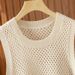 Loose Hollow Knit Vest For Women, 2026 Spring/Summer New Style, Layered Vest, Simple Sleeveless Jacket_ecoleips.com