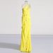 Women's Clothing Spring New Style Oblique Shoulder Sleeveless Wood Ear Edge Splicing Design Slit Dress For Women_ecoleips.com