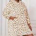Aria Basics Cross-border Plus-size Women's European American Pajamas, Autumn And Winter Leopard Print Flannel Hooded One-piece Warm_ecoleips.com