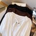 Faux Two Piece Long Sleeved Knit Top for Women Slim Fit Flattering Design Suitable for Layering Or Wearing Alone_ecoleips.com