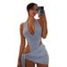 Women's Clothing Sexy V Neck Backless Jumpsuit Fashion Hip Hugging Short Skirt Suit For Women_ecoleips.com
