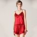 Women's Imitation Pajamas Silk V-neck Camisole Shorts Two-piece Pajama Sexy Fashion Homewear Set_ecoleips.com