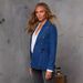 Women's Washed Blue Denim Blazer Jacket, Slim Fit Casual Office Wear, Stretch Comfort, Classic Western Style, S/M/L/XL_ecoleips.com