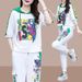 Women’s Clothing summer new sports leisure suit loose hooded printed women's design splicing tops and pants_ecoleips.com