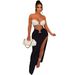 S820 Women's Fashion Casual Sexy Strapless Irregular Skirt Set Beachwear_ecoleips.com