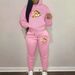 Women's Warm Hooded Zipper Print Sweatshirt with Cartoon Bear Design for Autumn/Winter Casual Street Dance Fashion Set with Sweatpants_ecoleips.com